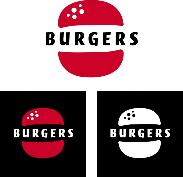 Logotipo icono de comida rápida hamburguesas de aislamiento