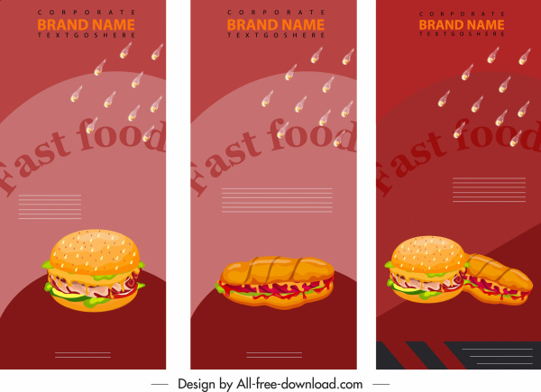 Fast-food menu capa colorida dinâmica decoração moderna