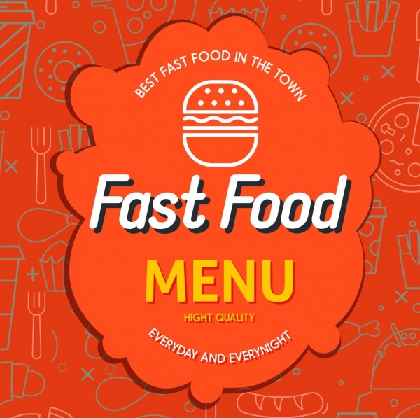 Fast-food menu capa vermelha papel cut decoração