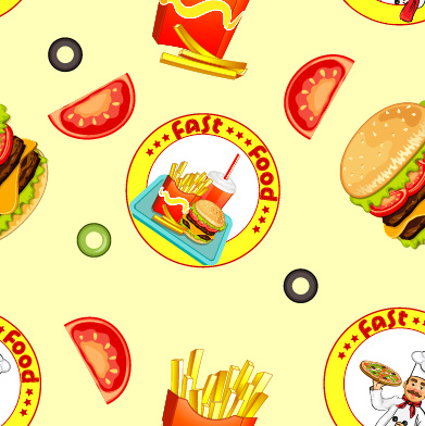 Fast-food sem costura padrão projeto vector