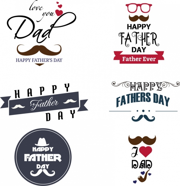 symboles de logotypes de jour de père divers couleur décoration