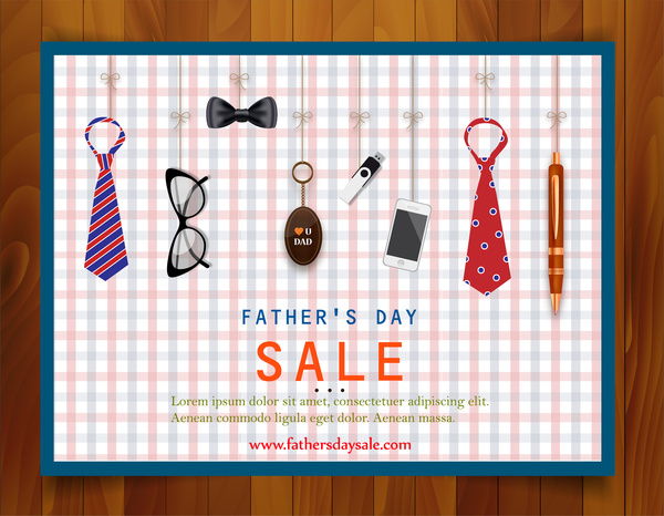 ilustração de promoção de venda de dia de pai com ícones presentes