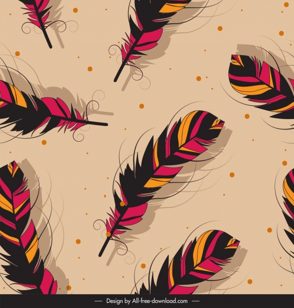plumes motif foncé coloré décor classique