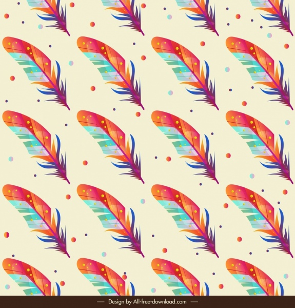 깃털 패턴 템플릿 다채로운 클래식 반복 장식