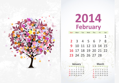 14.Februar Kalender Vektor