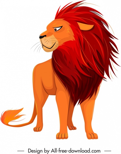 Espèce féline icône dessin animé lion croquis