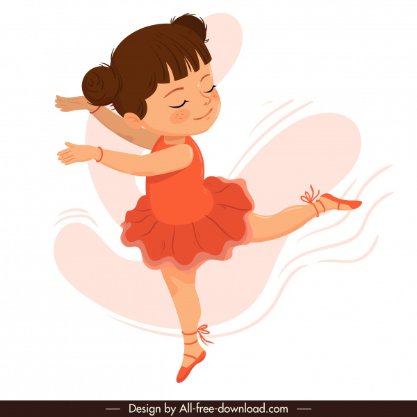 ikon perempuan balerina menari gerakan karakter kartun