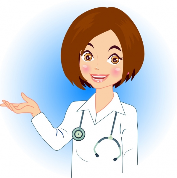 design de personagens de desenhos animados de ícone médico feminino