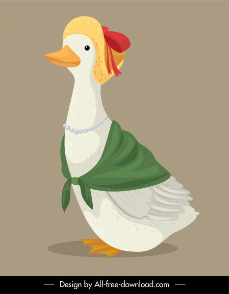 ícone pato feminino esboço estilizado engraçado