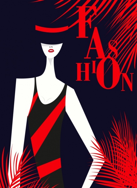 Wanita mode banner dekorasi merah gelap hitam