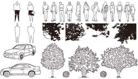 vetor de automóvel árvores figura