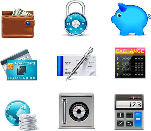 conjunto de ícones de negócios finanças