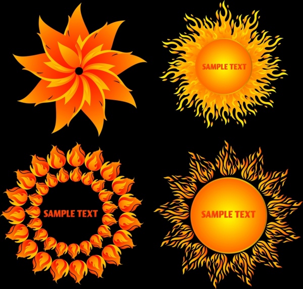 Elementos de diseño diferentes símbolos de fuego amarillo