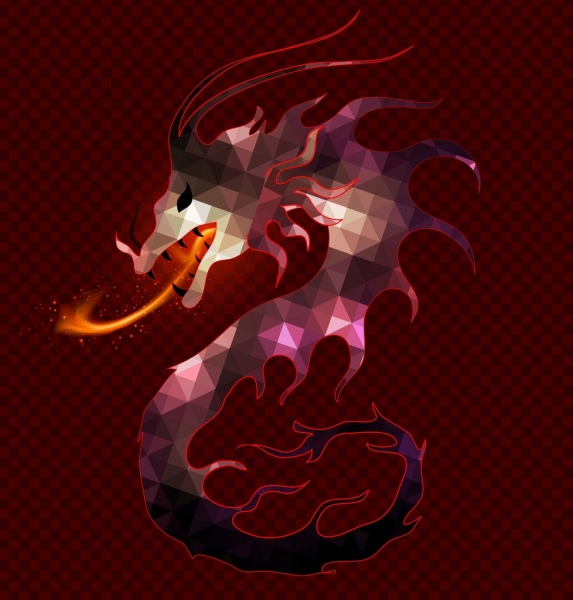 Feuer Drachen Hintergrund polygonale Dekoration östlichen klassischen Stil