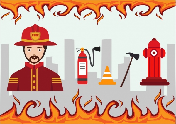 화재 소화 디자인 요소 인간의 싸움 도구 아이콘
