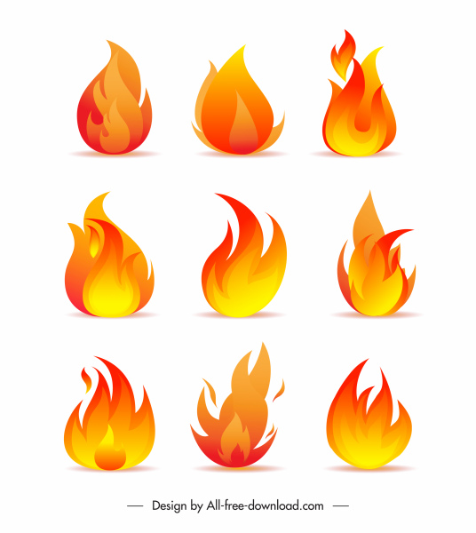 ikon api sketsa dinamis bentuk oranye modern