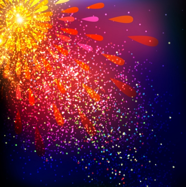 Plantilla de fondo Colorido brillantes fuegos artificiales decoracion