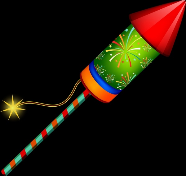 ícone de bala de fogos de artifício design decoração multicolorida closeup