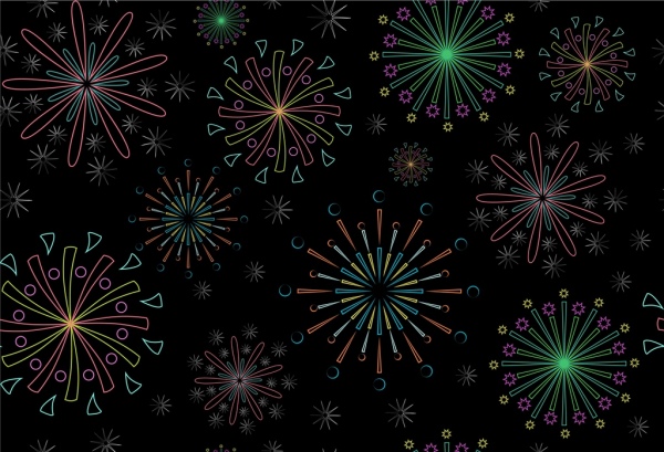 fuochi d'artificio schema delineare invece colorato stile di progettazione