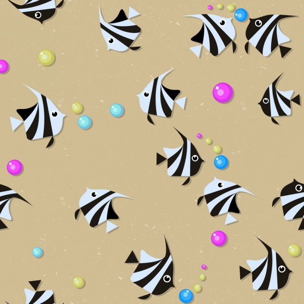 peixes de fundo ícones coloridos de repetição planos