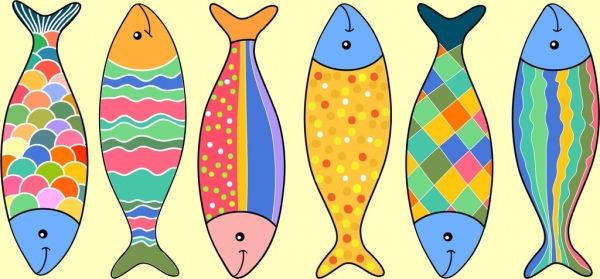 魚の背景カラフルな縦型デザイン