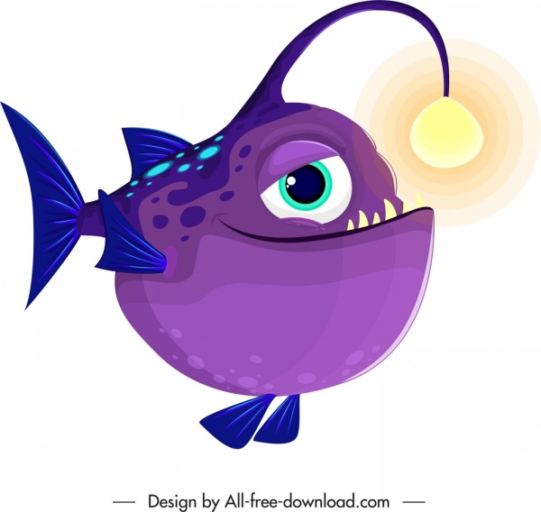 рыба существо значок смешной мультяшный персонаж