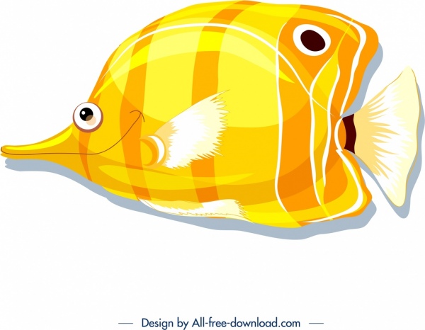 ikon ikan desain kuning cerah