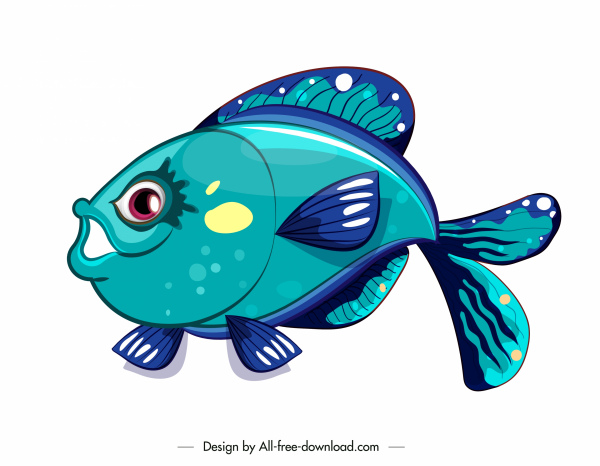 biểu tượng cá đầy màu sắc trang trí dễ thương Cartoon Sketch