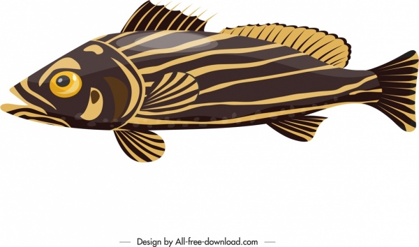 魚圖示黃色棕色平面設計