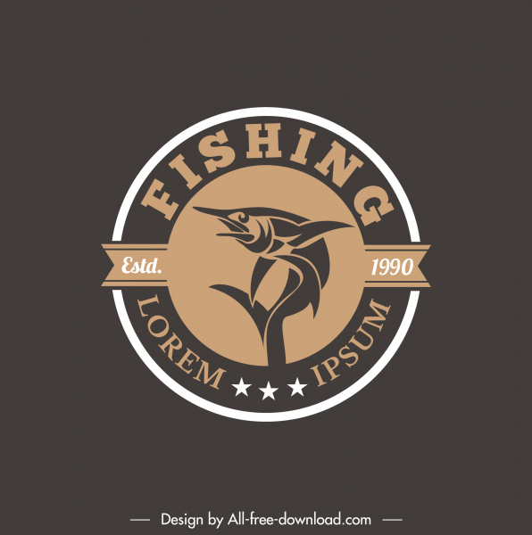 魚のロゴ テンプレート ダーク フラット クラシック デザイン