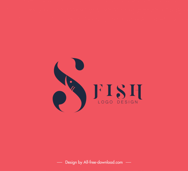 魚標誌範本簡單平面文字裝飾。