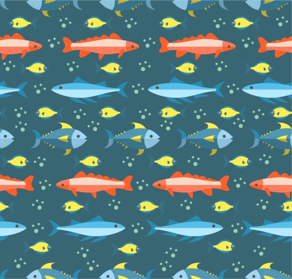 물고기 패턴 반복 디자인 컬러