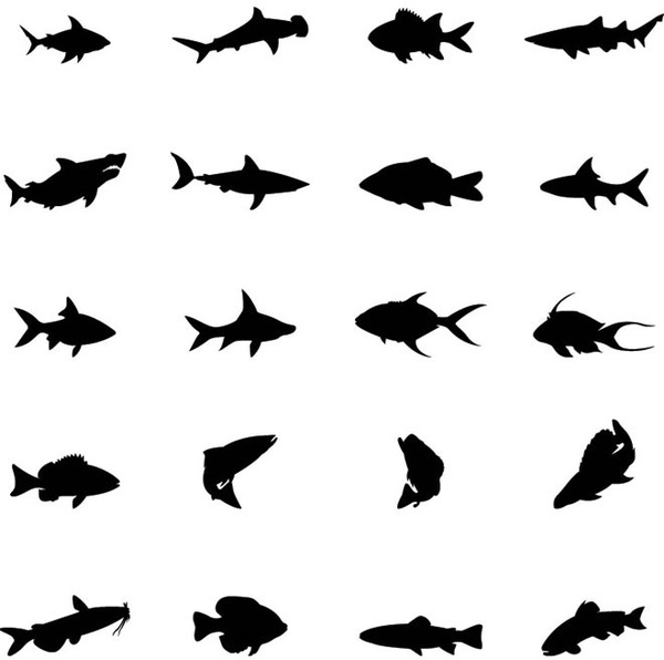 Fish Silhouettes Vector