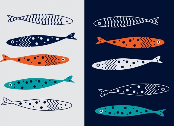 魚背景彩色平面草圖
