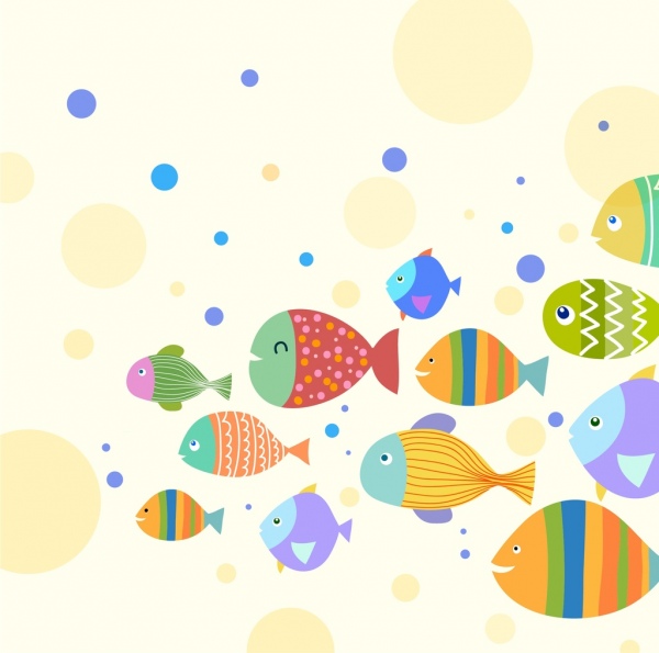 peces de fondo colorida decoración plana