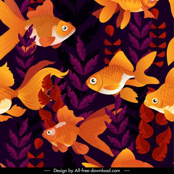 patrón de peces colorida decoración clásica oscura