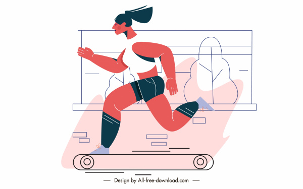 sport de forme physique peignant le caractère de dessin animé de croquis de femme de planche à roulettes