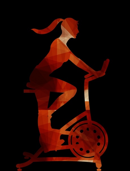 Fitness Woman riding actividad Dark low poly ornamento