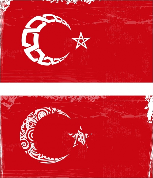 تصميم العلم الأحمر ريترو ديكور نجوم القمر الايقونات