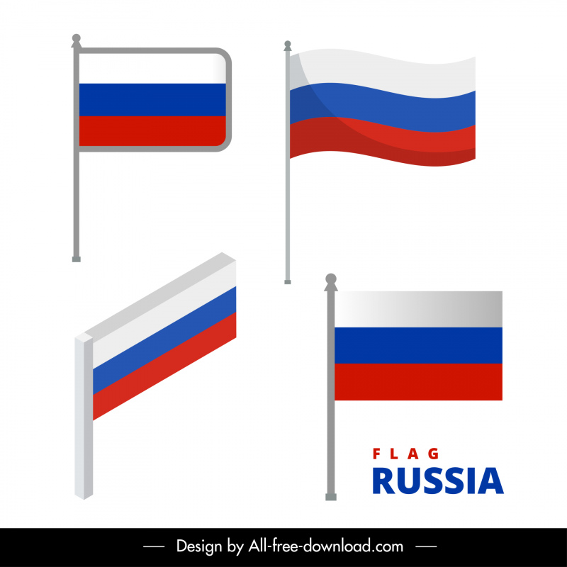 bandeira Rússia elementos de design moderno esboço 3d plano