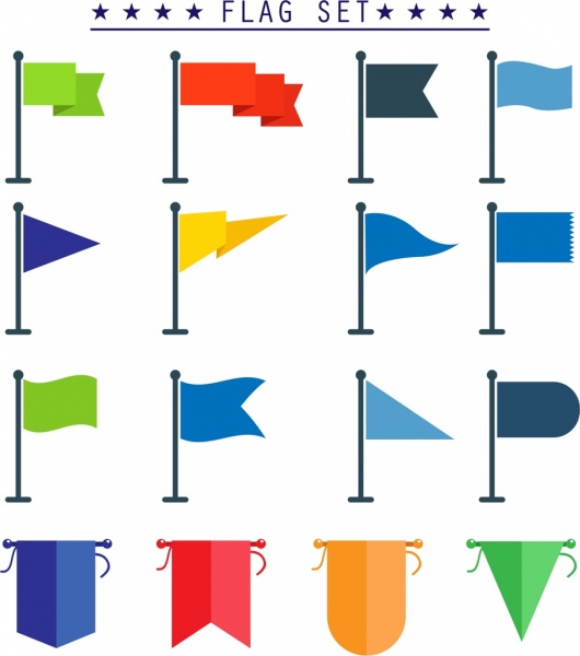 cờ mẫu bộ màu hình dạng khác nhau cô lập
