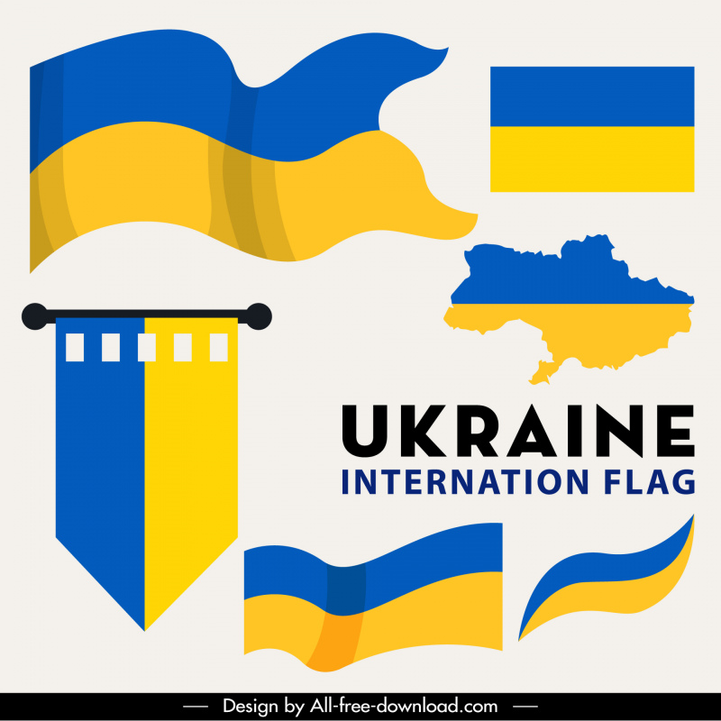 ธงยูเครนองค์ประกอบการออกแบบระหว่างประเทศธงแผนที่องค์ประกอบร่าง