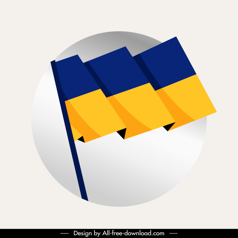 Sinalizar Ucrânia sinal internacional ícone 3d esboço