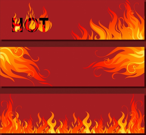 latar belakang api set ikon merah ornamen