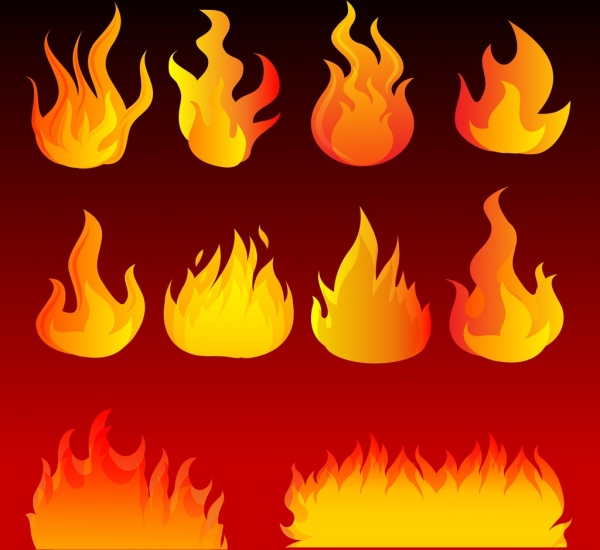 빨간 불꽃 아이콘 모음 다양 한 모양 디자인