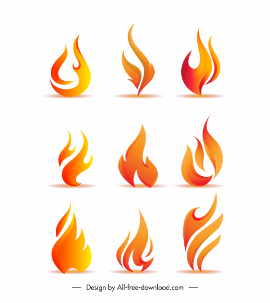 iconos de fuego llameante diseño moderno dinámico