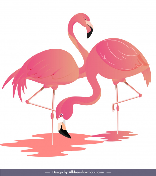 Flamingo habitat lukisan desain berwarna cerah