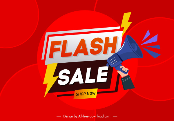 banner de venta flash megáfono thunderbolts decoración