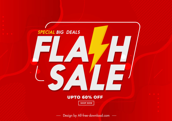 banner de venta flash moderno rojo blanco símbolos de rayo