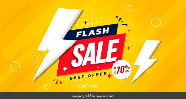 Flash Sale Banner Vorlage helles Design Lightning Dekor
